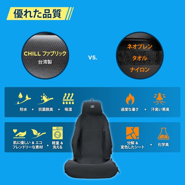 AUTHENTICS Chill カーシートカバー 汎用 軽/自動車/普通車対応 洗える - 柔らかく快適で、防水 吸汗 抗菌 消臭、取付簡単のシートエプロ_5