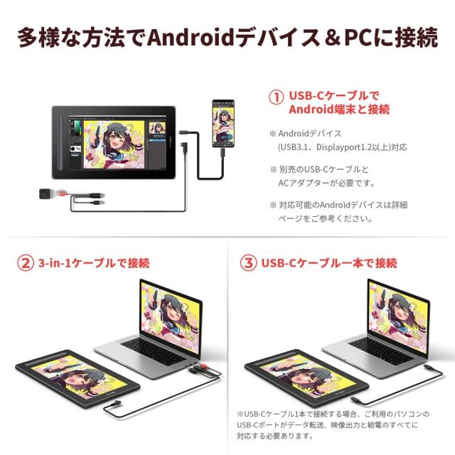 XPPen 液タブ Artist 13セカンド X3チップ搭載ペン 液晶タブレット 4色選択可 初心者 Android Windows MacOS対応 イラスト 写真加工 テレ_7