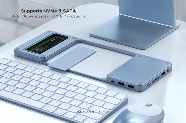 Satechi 24インチ iMac用 USB-C スリムドック (M.2 NVMe/SATA SSD用スロット付き) (ブルー) USBC-A/-Cデータ, USB2.0, SDカードスロットの通販は