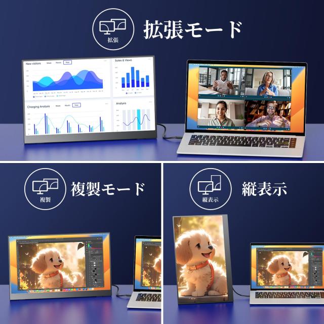モバイルモニター kksmart 自立型 VESA対応 タッチ機能 モバイルディスプレイ ポータブルモニター15.6インチ スイッチ用モニター 非光沢I_6