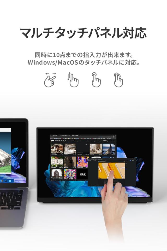 モバイルモニター EHOMEWEI タッチパネル モバイルディスプレイ 15.6インチ FHD 1920x1080 非光沢 IPS液晶パネル Switch対応 ゲームモニ