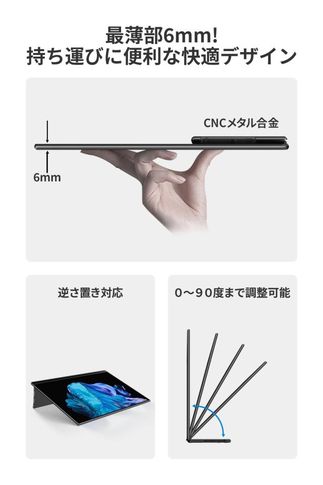 モバイルモニター EHOMEWEI タッチパネル モバイルディスプレイ 15.6インチ FHD 1920x1080 非光沢 IPS液晶パネル Switch対応 ゲームモニ