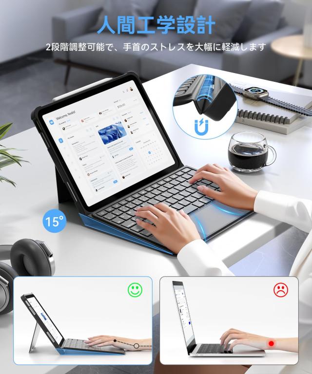 Omikamo 【高級版】ipad air Bluetooth キーボード ケース 第5/4世代