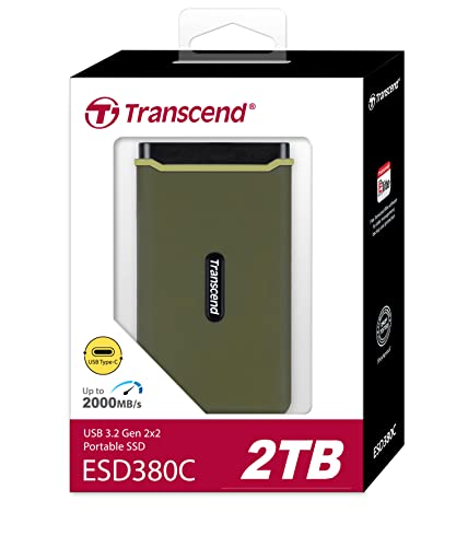 トランセンドジャパン 外付けSSD 2TB【PS4/PS5/Xbox One 動作確認済み】USB3.2 Gen2x2 最大2000MB/秒 耐衝撃 Type-C ポータブルSSD TS2TE_1