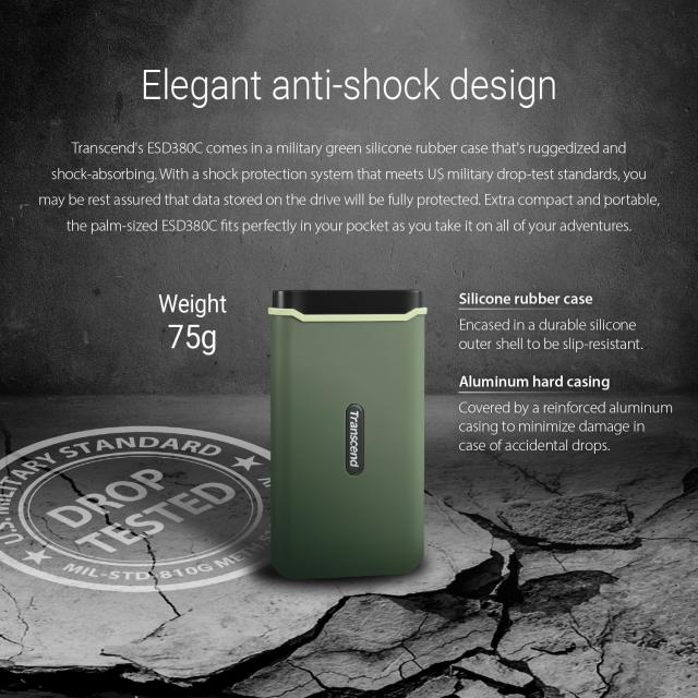 トランセンドジャパン 外付けSSD 2TB【PS4/PS5/Xbox One 動作確認済み】USB3.2 Gen2x2 最大2000MB/秒 耐衝撃 Type-C ポータブルSSD TS2TE_6