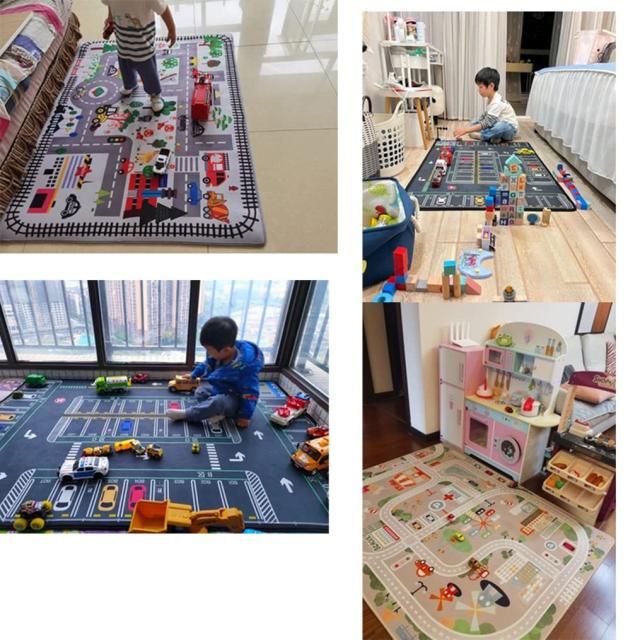 子供ゲームパッド 遊びマット 道路交通 カーペット プレイマット 線路 