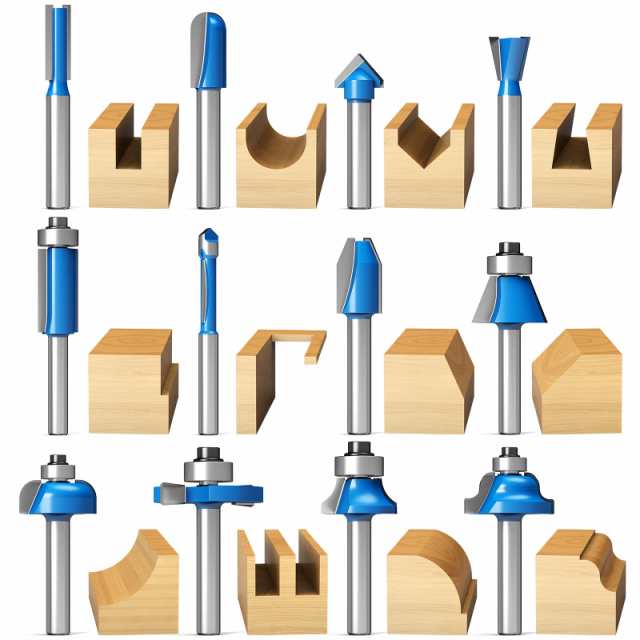 CSOOM プロ木工トリマービットセット 超硬ルーターセット 24本組 軸径 ...