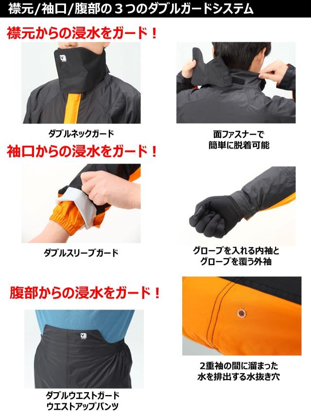 [YAMAHA] ヤマハ発動機 バイク用レインスーツ セパレート YAR30 CYBERTEX2 ダブルガード ネイビー Lサイズ 防水 雨具 カッパ 90792-R057L_2