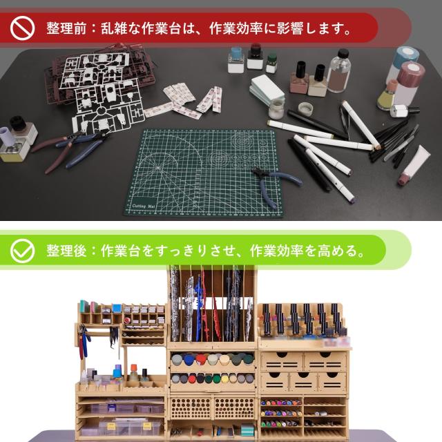 Bucasso プラモデル ペイントラック モデルツール収納ラック MDF素材 組立式 ガンプラ 塗料棚 塗料ラック 工具収納 塗料収納 筆収納 工作_1