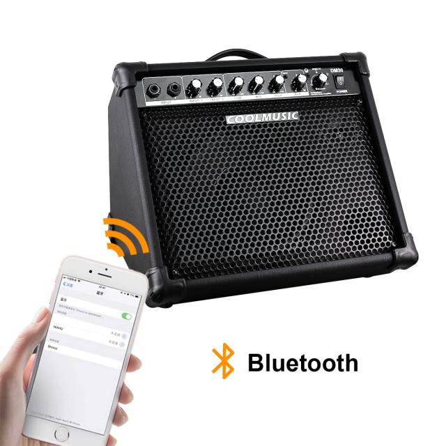 Coolmusic DM30 AMP 30 ワット電子ドラム アンプ キーボード アンプ Aux 入力と BT、2 入力、3 バンド EQ と DI 出力_2