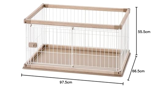アイリスオーヤマ 犬 組み立て簡単 サークル ウッディサークル ロータイプ ライトナチュラル 小型犬用 幅97.5×奥行66.5×高さ55.5cm PWS_7