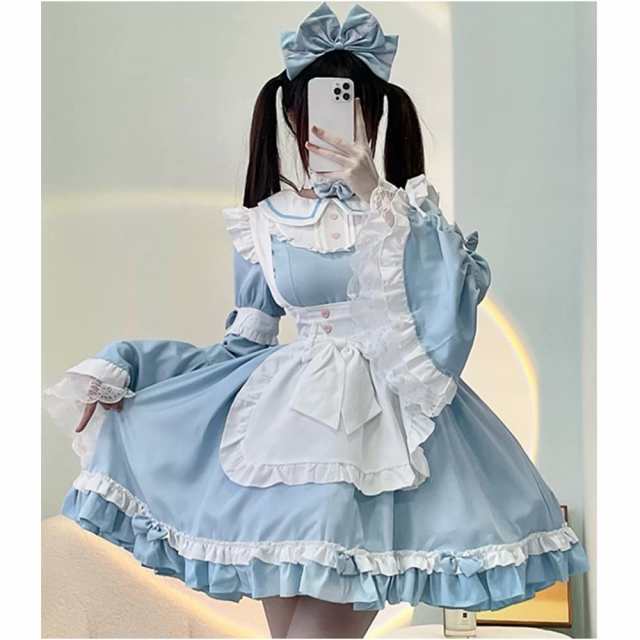 SSUPTEMBER？] メイド服 コスプレ衣装 ロリータ服 ワンピース 姫袖 長袖 水色 森ガール ゆめかわいい 女の子 萌え 少女 エプロン  リボンの通販はau PAY マーケット - ks-shop2 | au PAY マーケット－通販サイト