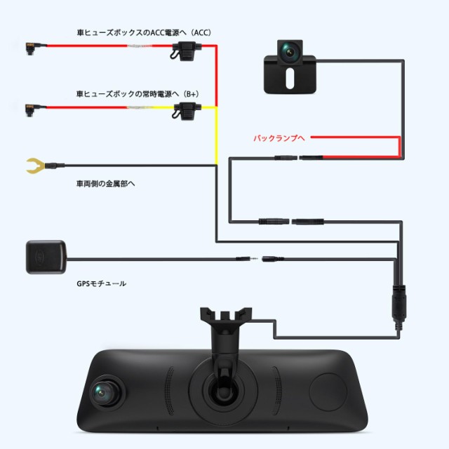 AUTO-VOX 最新 ドライブレコーダー ミラー型 【多車種対応】 純正ミラー交換 ドラレコ WDR ４種類のブラケット GPS デジタルインナーミラの通販は