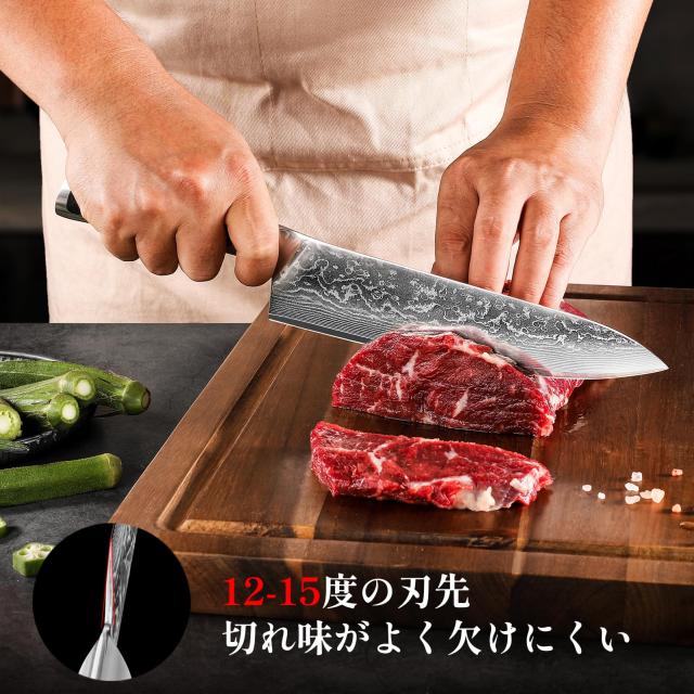 Sunnecko 包丁 牛刀 203MM ダマスカス 67層 ステンレス 鋼 家庭用