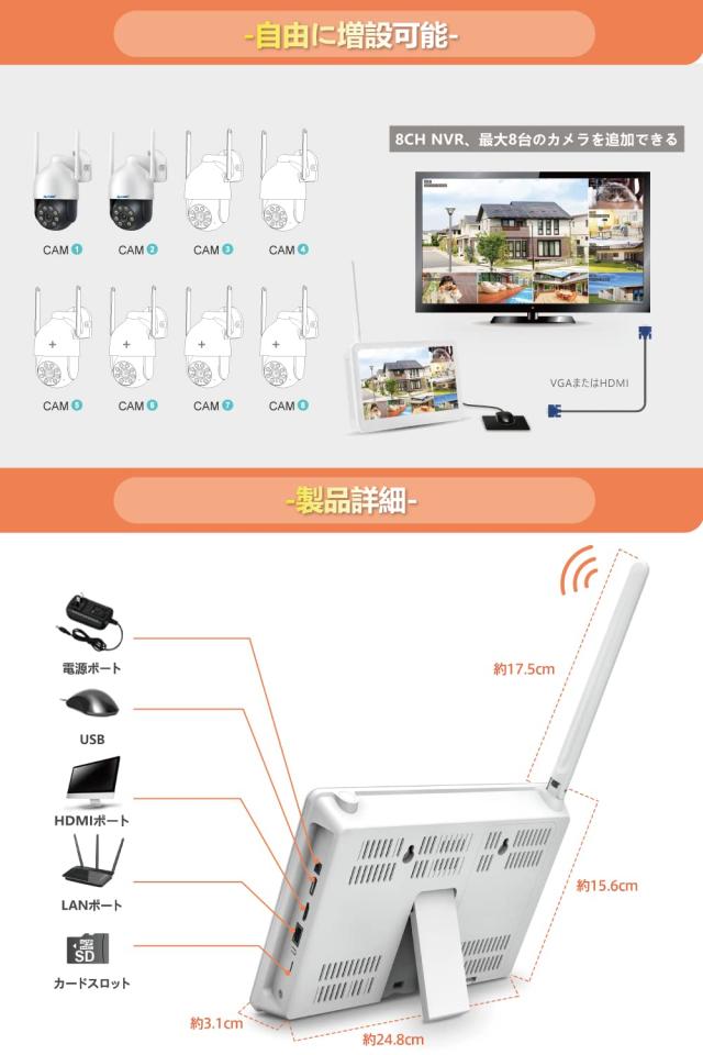 【500万絵素相応う・360°全方角監督すること・夜分色合い映画化】防犯写真器 無線電話 露天 300万絵素 管する付き添い人 PTZ写真器 Anakk 身寄り用 2台セ