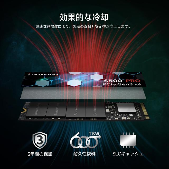 fanxiang SSD 256GB NVMe PCIe Gen3.0x4 2800MB/s TLC 3D NAND M.2 2280 内蔵SSD 32Gb/s ノートパソコン/デスクトップに対応 200TBW 5年_3