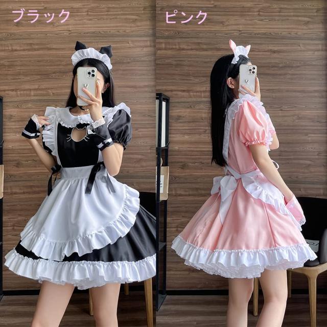 YUEEI] メイド服 猫 胸空き レース コスプレ ハロウィン 仮装 ロリータ