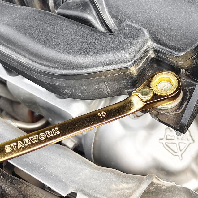 20本組 STARWORK 金色ラチェットレンチ 両用ヘッド ノンスリップギア 