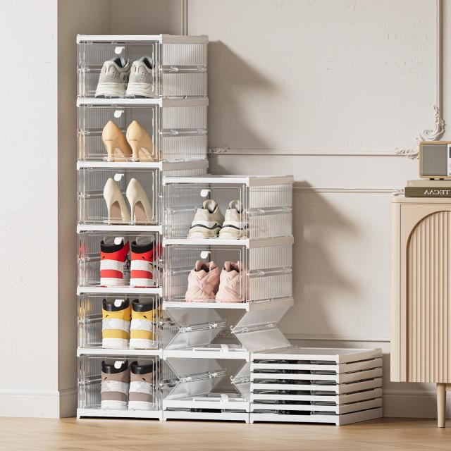 HAIXIN シューズ収納 折りたたみ式シューズオーガナイザー シューズボックス スニーカー ストレージビン 積み重ね可能なストレージトートの通販は