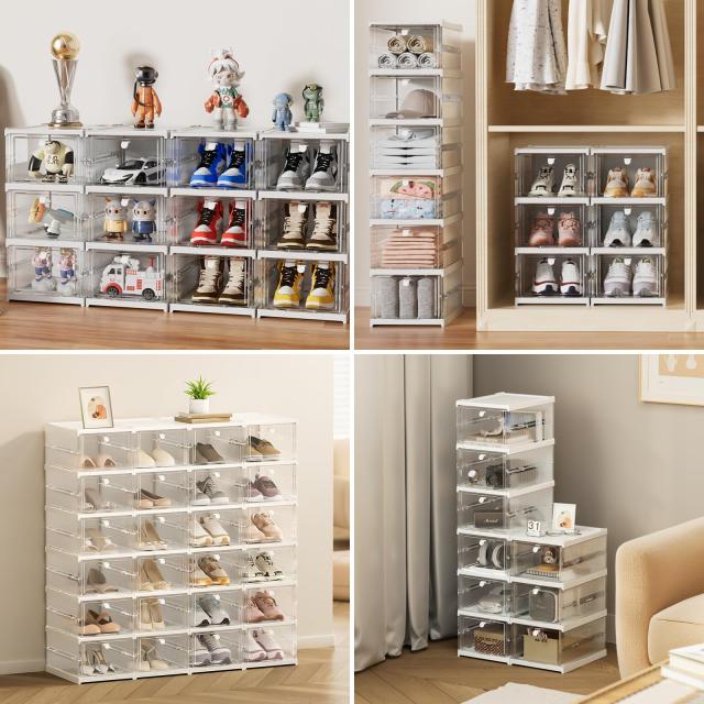 HAIXIN シューズ収納 折りたたみ式シューズオーガナイザー シューズボックス スニーカー ストレージビン 積み重ね可能なストレージトートの通販は