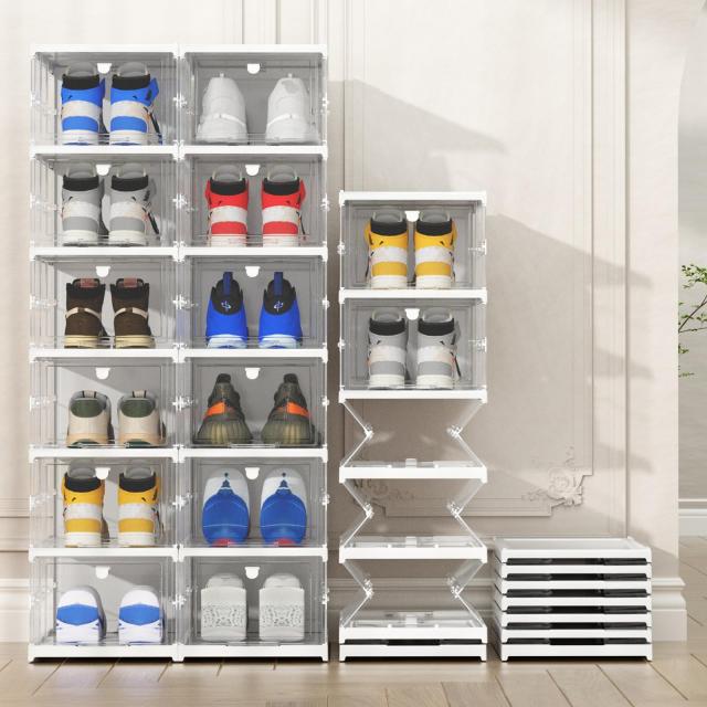 HAIXIN シューズ収納 折りたたみ式シューズオーガナイザー シューズボックス スニーカー ストレージビン 積み重ね可能なストレージトートの通販は