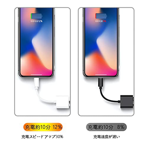 2022 MFi正規認証品】iPhone イヤホン 充電 2in1 変換 アダプタ 充電