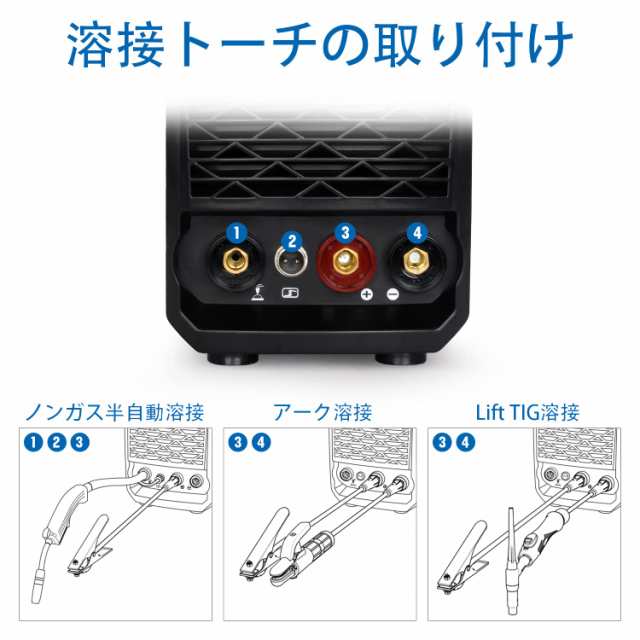 ANDELI 半自動溶接機 120AノンガスMIG/アーク溶接/lift TIG 100V/200V兼用 インバーター直流溶接機 MIG溶接 半自動  日本語取説書 MIG-250の通販は-