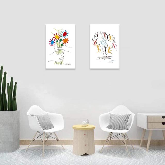 ピカソ ネコの絵 友情の花 絵画 2枚セット アートパネル アート
