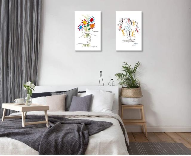 ピカソ ネコの絵 友情の花 絵画 2枚セット アートパネル アート