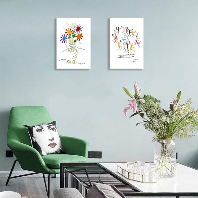 ピカソ ネコの絵 友情の花 絵画 2枚セット アートパネル アート