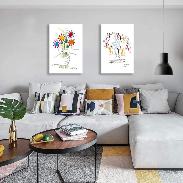 ピカソ ネコの絵 友情の花 絵画 2枚セット アートパネル アート