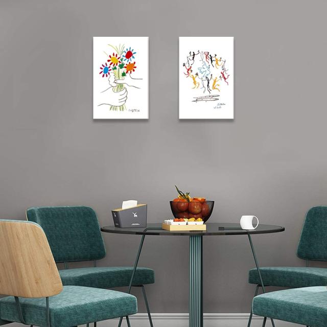 ピカソ ネコの絵 友情の花 絵画 2枚セット アートパネル アート