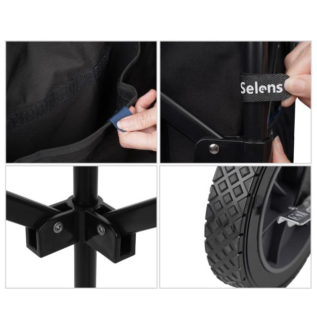 Selens キャリーワゴン 折りたたみキャリーカート 耐荷重100kg 大容量 3/8ネジ付き ブームアームなど装着 アウトドア 4輪 特大 タイヤ 撮の通販は