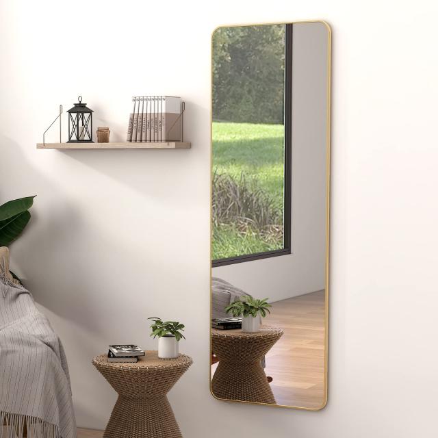 ミルオ君の鏡工房 全身鏡 大きい 姿見鏡 アルミフレーム 丸角 全身ミラー 飛散防止 壁掛け 立て掛け スタンドミラー すがた鏡 全身 (151xの通販は