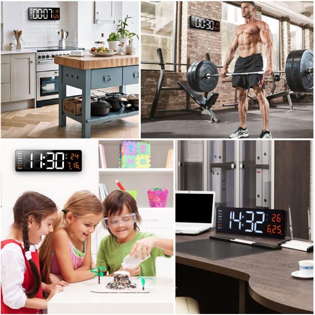 Koolertron 大画面 デジタル時計 壁掛け 卓上 大文字 大型 目覚まし時計 気温/日付表示 アラーム カウントダウン カウントアップ ストッの通販は