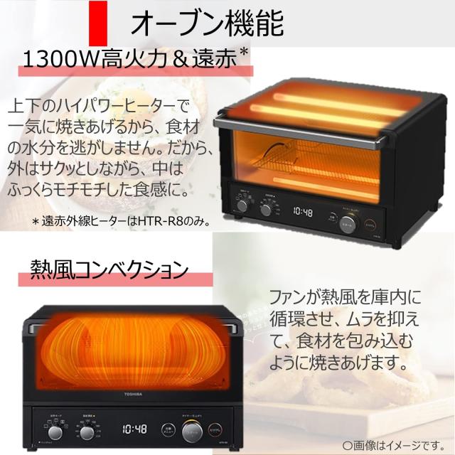 東芝(TOSHIBA) トースター オーブントースター 4枚焼き 温度調節機能付き 角皿付き 自動メニュー タイマー30分 ブラック HTR-R8(K)_3