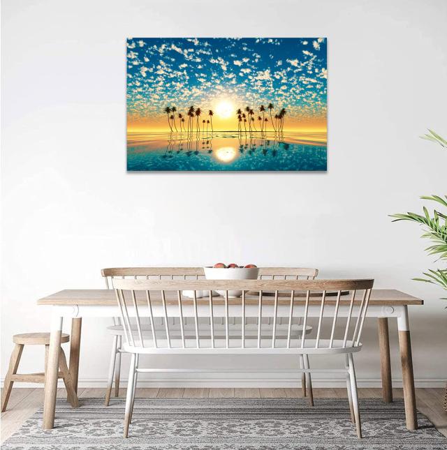 海絵 アートパネル 海 椰 自然風景 日光 絵画 太陽 風景画