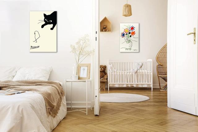 アート ポスター ピカソ 鳥を捕まえる猫 ネコとひよこ 絵画 ピカソ 猫