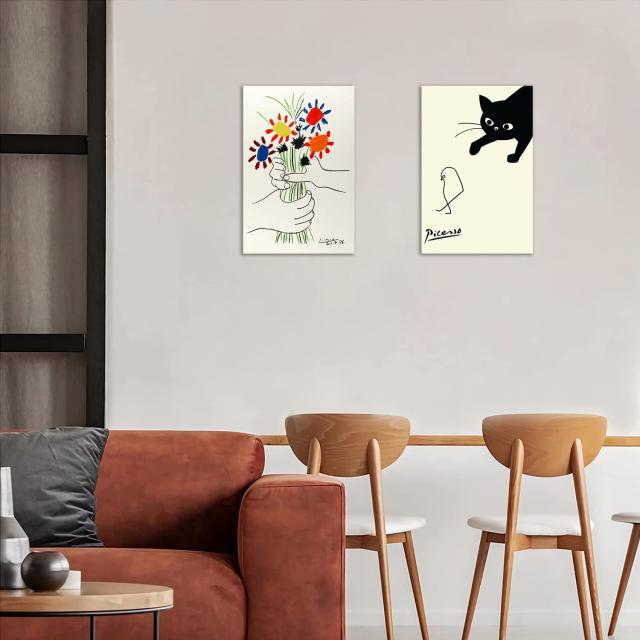 アート ポスター ピカソ 鳥を捕まえる猫 ネコとひよこ 絵画 ピカソ 猫