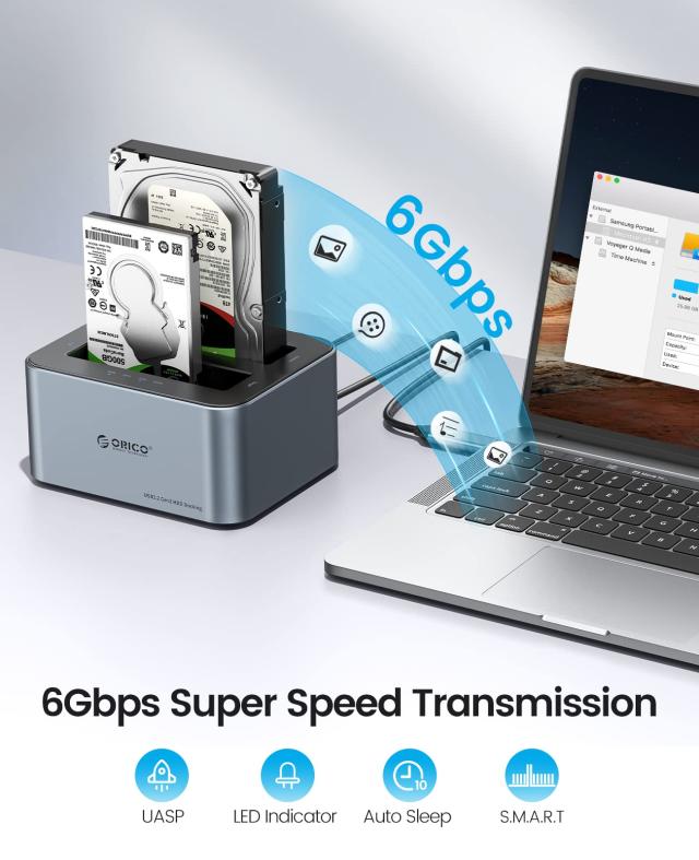 ORICO HDDスタンド デュプリケーター オフライン クローン付き アルミ合金製 デュアルベイ USB C SATA HDDドッキングステーション 2.5/3._1