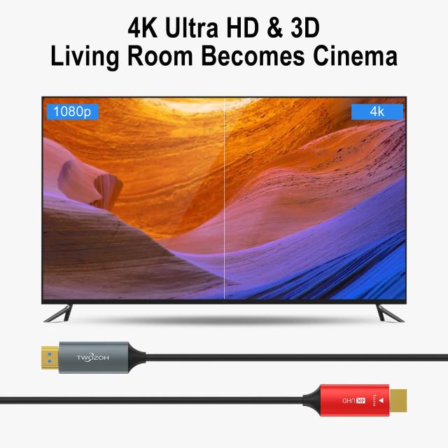 Twozoh HDMI光ファイバーケーブル 75M 4Kファイバー HDMI コード 4K@60Hz/18Gbps対応