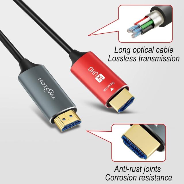 Twozoh HDMI 光ファイバーケーブル 150M 4Kファイバー HDMI コード 4K@60Hz/18Gbps対応_6