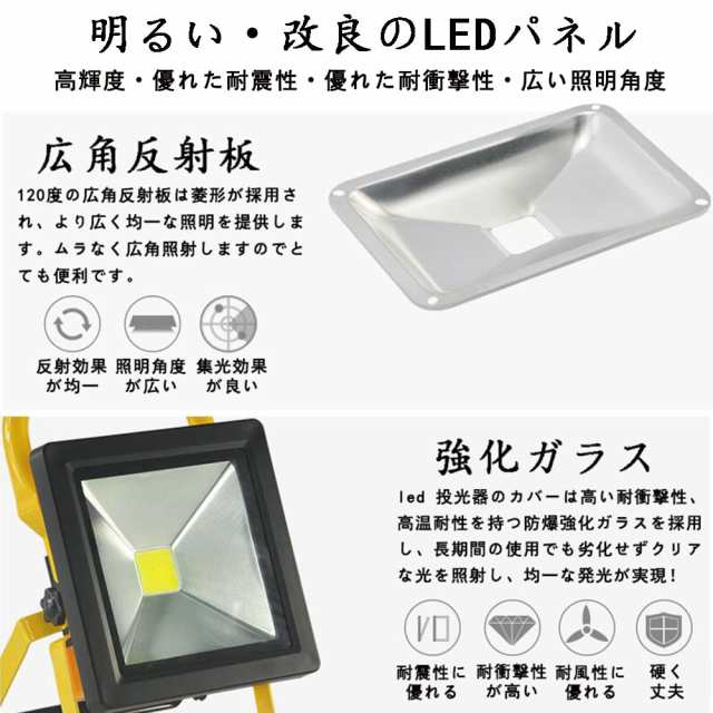 Makilight LED投光器 50W 充電式ライト LED作業灯 COBチップ