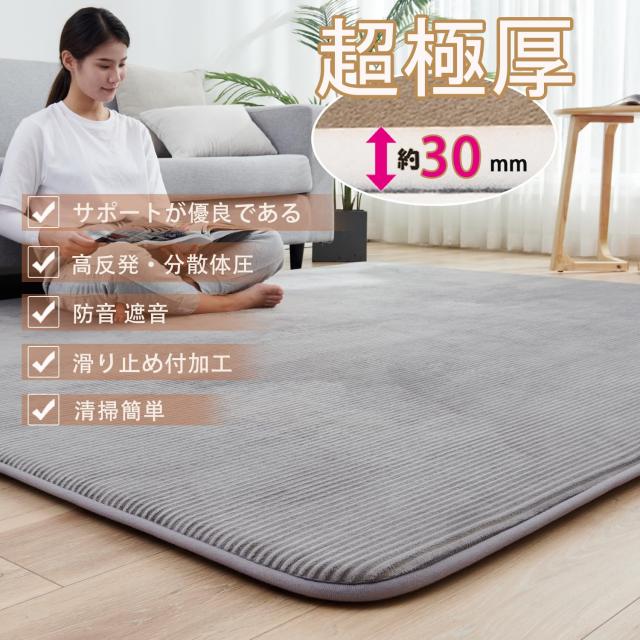 カーペットラグ 極厚 ラグマット 2畳 高反発 185×185 cm 厚手 30 mm 冬 床暖房対応 カーペット 洗える 滑り止め付 じゅうたん 防ダニ 抗_1