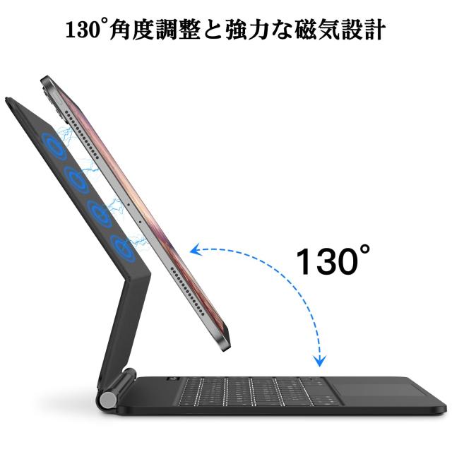 マジックキーボード GOOJODOQ iPad Pro 12.9インチ スマートキーボード iPad Pro 12.9 2018第三世代/2020第四世代/2021第五世代適用 トラ_3