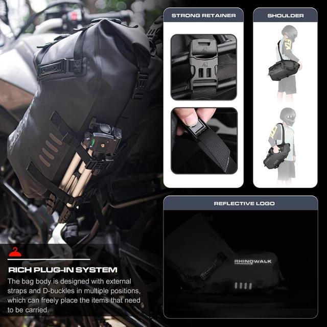 Rhinowalk オートバイサドルバッグ 防水 防振モーターサイドバッグ ショルダーバッグ オートバイパニア 28L(14L*2) ほとんどのアドベンチ