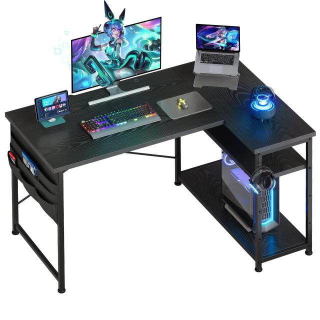 YeTom ゲーミングデスク l字デスク pcデスク 右棚左棚 幅107cm ゲーミングテーブル gaming desk 収納袋付きオフィスデスク ゲームデスク_8