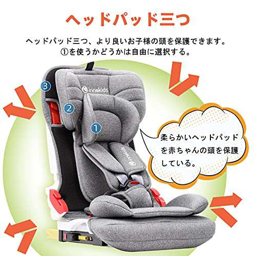 innokids チャイルドシート ジュニアシート ISOFIX対応 1歳から11歳まで コンパクト 折りたたみ 軽量 携帯型 カーシェア 洗える  取り付けの通販はau PAY マーケット - いろはストア | au PAY マーケット－通販サイト