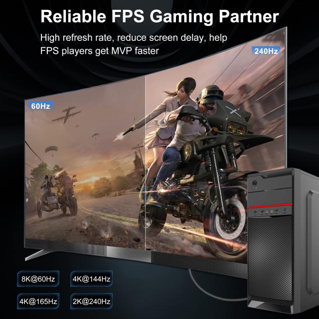 FDBRO 8K 光ファイバー DisplayPort 1.4 ケーブル UHD DP ケーブルサポート 32.4Gbps/HDR/VRR/QMS/8K@60Hz/4K@144Hz HDTV、ラップトップ_3