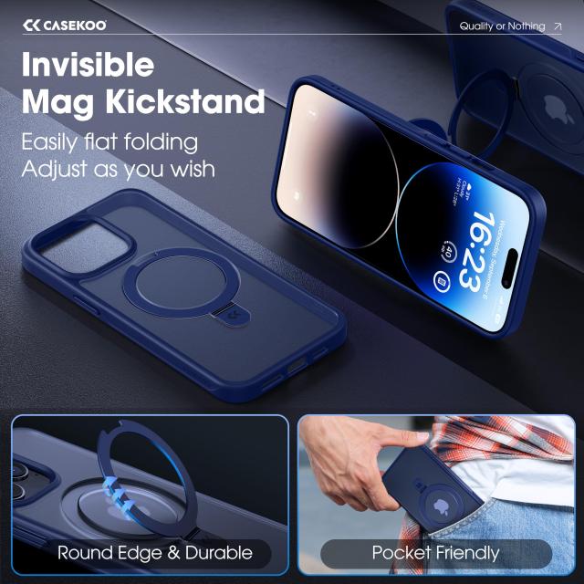 【2024必見！4in1多機能満載】CASEKOO iPhone14Pro 用 ケース 隠しスタンド 横縦両立 米軍MIL規格 耐衝撃 MagSafe対応 スマホケース 薄形の通販は